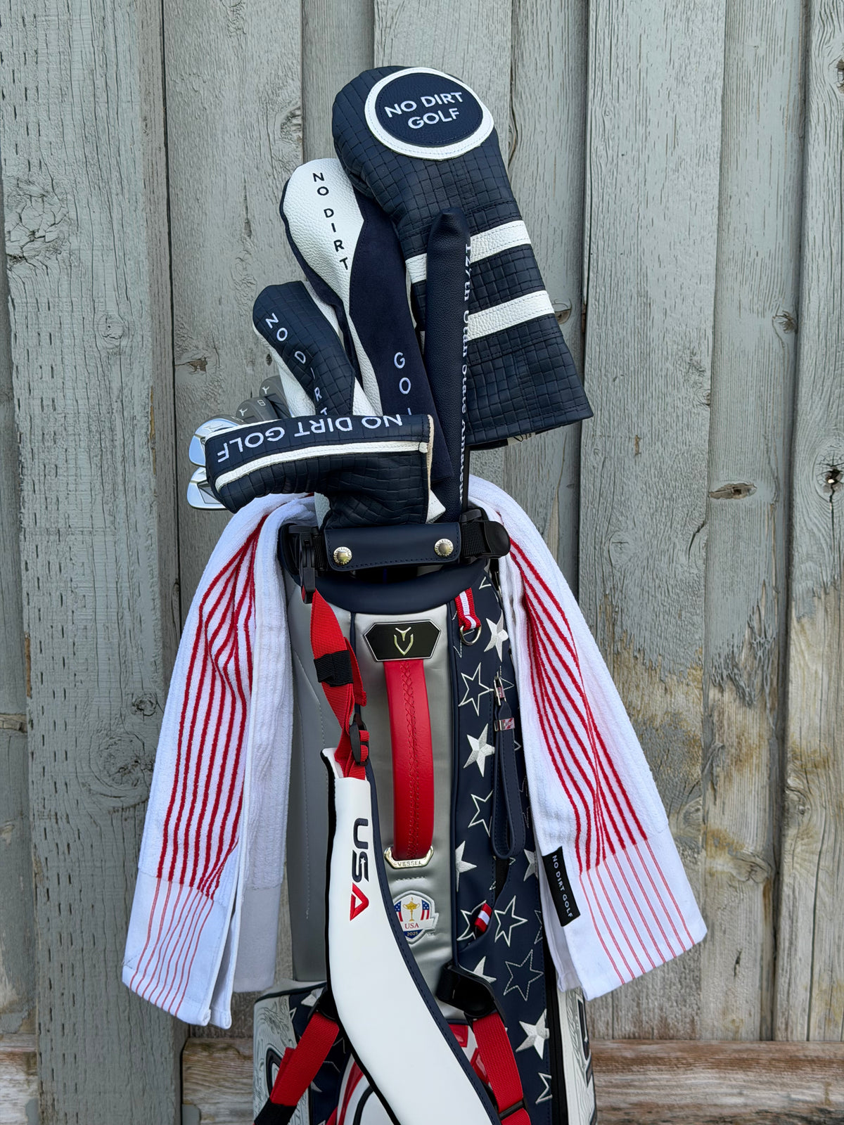 The Ultimate Caddy Towel - White + Red Stripe